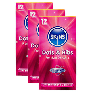 Skins Dots and Ribs Condoms (3x 12 Pack)