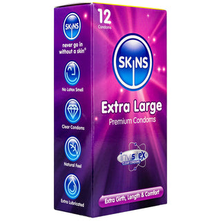 Skins Extra Large Condoms (12 Pack) - Angled Packaging 2