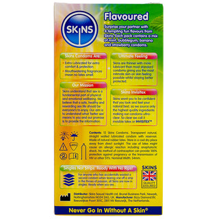 Skins Flavoured Condoms (12 Pack) - Back of Packaging