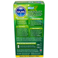 Skins Mint Condoms (12 Pack) - Back of Packaging
