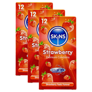 Skins Strawberry Condoms (3x 12 Pack)