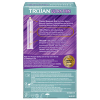 Trojan Ultra Thin Condoms (Back of Packaging)