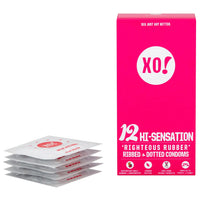 XO! Righteous Rubber Condoms Hi-Sensation (Ribbed & Dotted) - Foils with Packaging